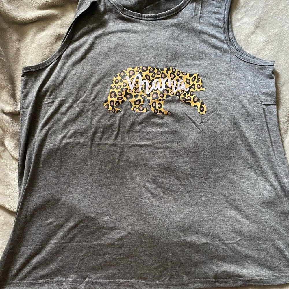 Haute Gray Sleeveless Women’s Top with Leopard Print 2X